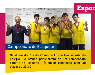 Alunos participam campeonato de Basquete