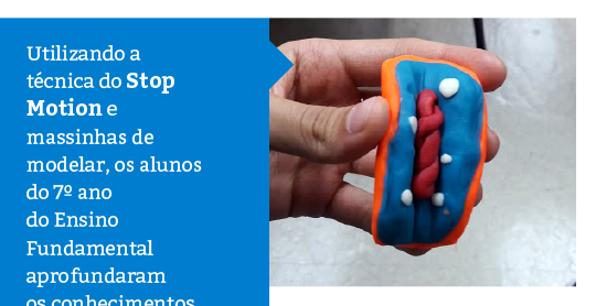 A reprodução de bactérias foi representada com massinhas de modelar e Stop Motion