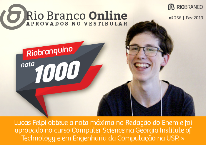 Riobranquino conquista nota máxima na Redação do Enem e já foi aprovado em universidade internacional