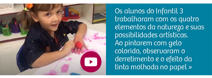 Crianças fazem arte com gelo colorido