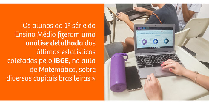 Alunos analisam dados do IBGE nas aulas de Pesquisa e Mundo Contemporâneo