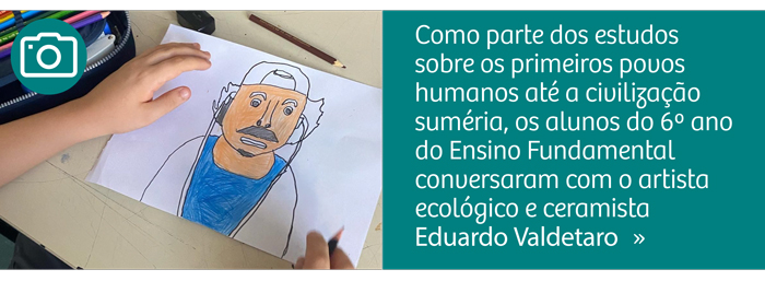 Os alunos do 6º ano conheceram o ateliê do artista ecológico Eduardo Valdetaro
